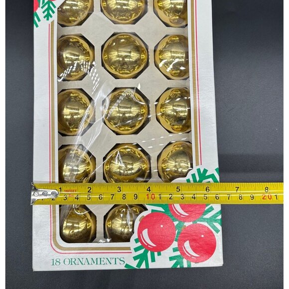 Vintage Christmas Ornaments Kmart Gold Glass Balls 18 Count Retro Decoration - Picture 10 of 10